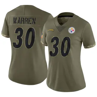 Limited Women's Jaylen Warren Pittsburgh Steelers Nike 2022 Salute To Service Jersey - Olive