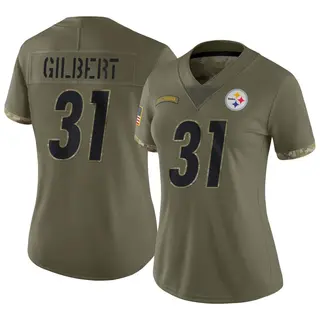 Limited Women's Mark Gilbert Pittsburgh Steelers Nike 2022 Salute To Service Jersey - Olive
