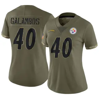 Limited Women's Matt Galambos Pittsburgh Steelers Nike 2022 Salute To Service Jersey - Olive