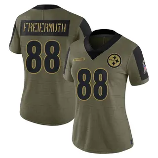 Limited Women's Pat Freiermuth Pittsburgh Steelers Nike 2021 Salute To Service Jersey - Olive