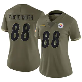 Limited Women's Pat Freiermuth Pittsburgh Steelers Nike 2022 Salute To Service Jersey - Olive