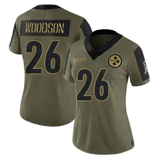 Limited Women's Rod Woodson Pittsburgh Steelers Nike 2021 Salute To Service Jersey - Olive