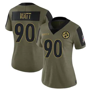 Limited Women's T.J. Watt Pittsburgh Steelers Nike 2021 Salute To Service Jersey - Olive