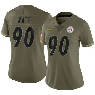 Limited Women's T.J. Watt Pittsburgh Steelers Nike 2022 Salute To Service Jersey - Olive