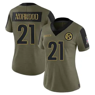 Limited Women's Tre Norwood Pittsburgh Steelers Nike 2021 Salute To Service Jersey - Olive