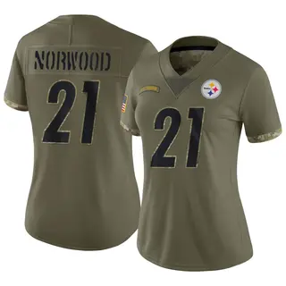 Limited Women's Tre Norwood Pittsburgh Steelers Nike 2022 Salute To Service Jersey - Olive