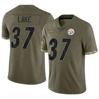 Limited Youth Carnell Lake Pittsburgh Steelers Nike 2022 Salute To Service Jersey - Olive