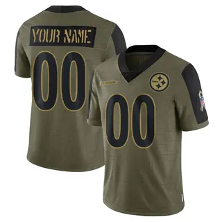 Limited Youth Custom Pittsburgh Steelers Nike 2021 Salute To Service Jersey - Olive