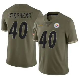 Limited Youth Linden Stephens Pittsburgh Steelers Nike 2022 Salute To Service Jersey - Olive
