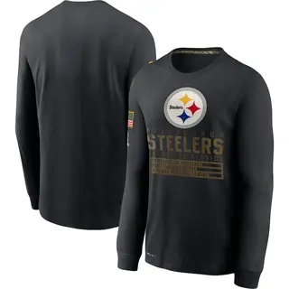 Men's Pittsburgh Steelers 2020 Salute to Service Sideline Performance Long Sleeve T-Shirt - Black