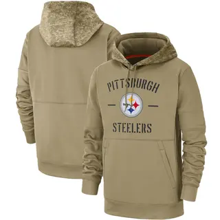 Men's Pittsburgh Steelers Tan 2019 Salute to Service Sideline Therma Pullover Hoodie -